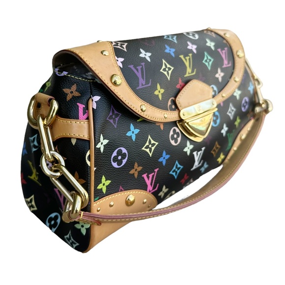 Louis Vuitton Beverly MM Monogram Shoulder Handbag Black Multicolor Noir - Picture 7 of 14